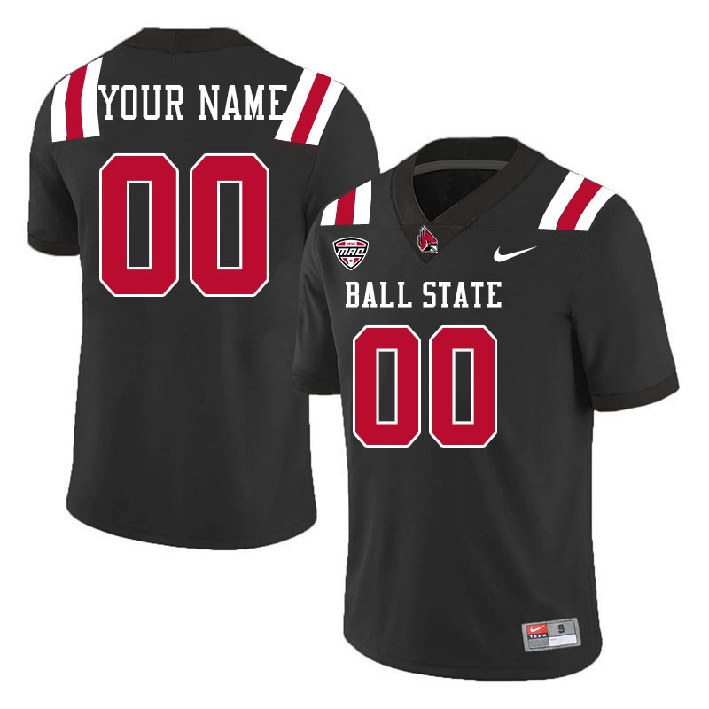 Custom Ball State Cardinals Name And Number Football Jersey-Black